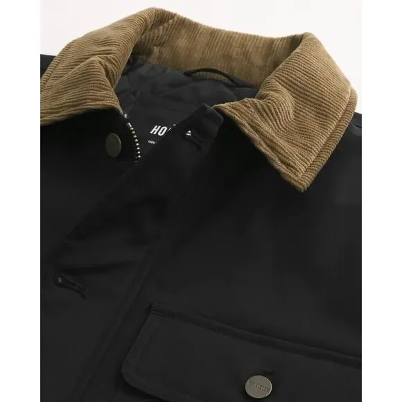 HOLLISTER Mens Black Barn Gorpcore Corduroy Collar Chore Softshell Jacket XL